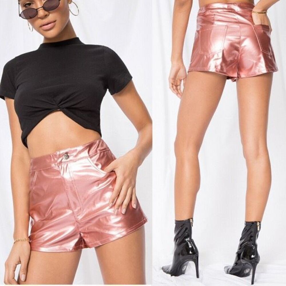 By the Way‎ Hazel Hot Short Pink Metallic Shorts Faux Leather Size Small Concert